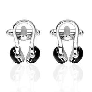 Silver and Black Headphone Cufflinks